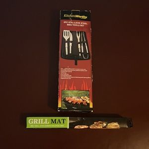 Barbecue Set  Five Piece Stainless Steel Tools & Grill May